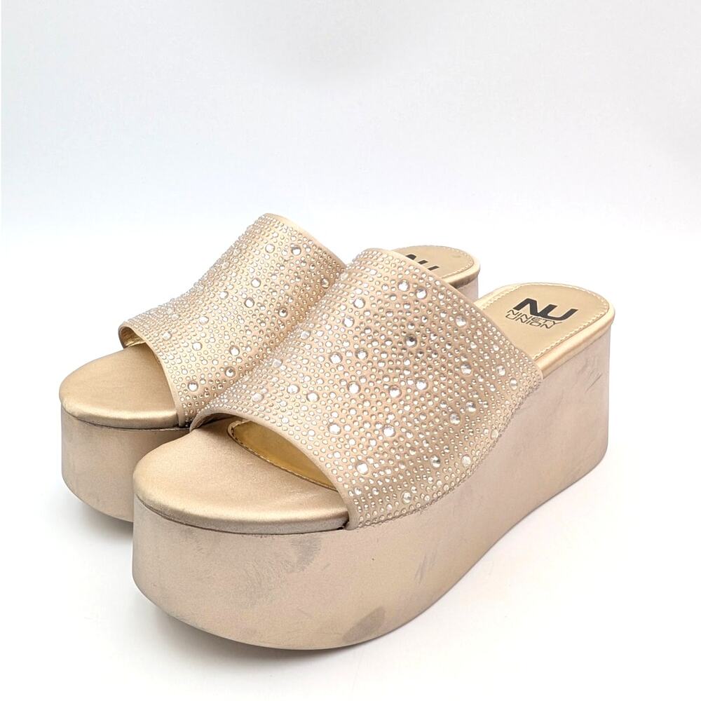 Ninety Union Bahamas Embellished Platform Sandal Women's Gold Size US9 EU40
